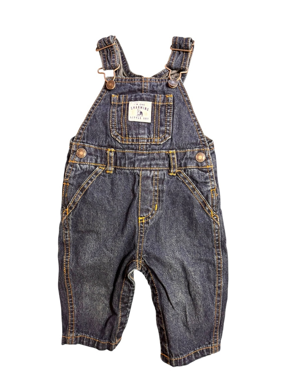 Carter's Dark Blue Denim Overalls with Contrast Stitching 6M  10 0594